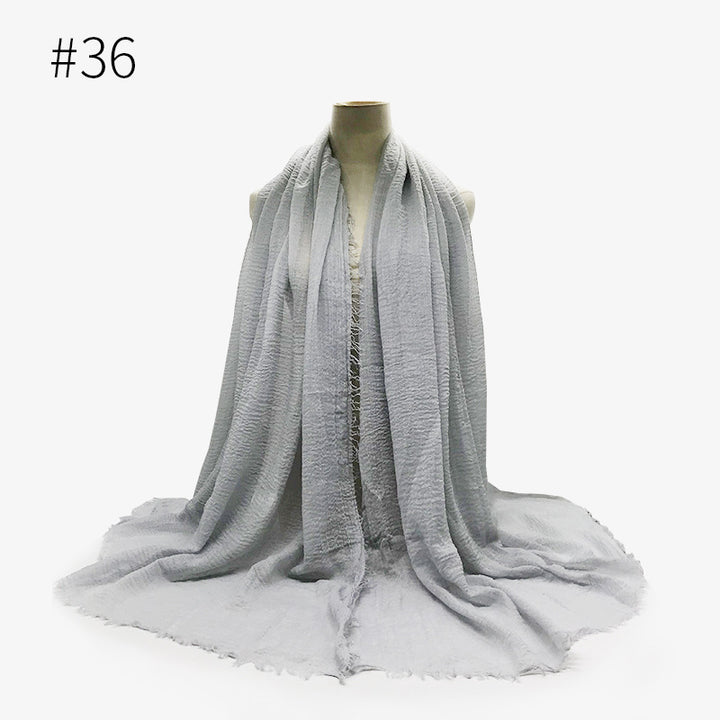 Monochrome Split Wrinkle Scarf Women's Toe Cap Shawl-Scarves & Wraps-Zishirts