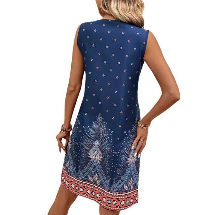 Women's Printed Sleeveless Simple Fashion Dress-Womens 2024 March-Zishirts