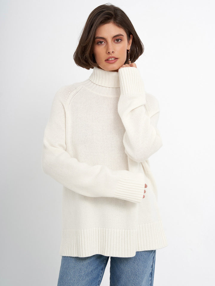 Elegant Commuter Versatile Solid Color Raglan Sleeve Sweater-Sweaters-Zishirts