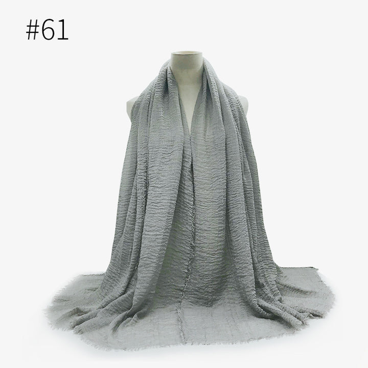 Monochrome Split Wrinkle Scarf Women's Toe Cap Shawl-Scarves & Wraps-Zishirts