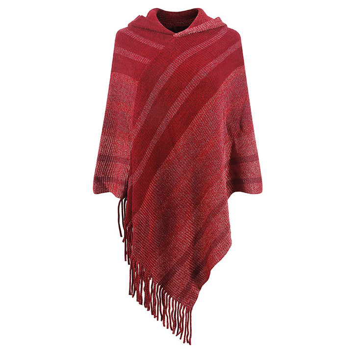 Knitted Tassel Shawl Cape Women-Scarves & Wraps-Zishirts