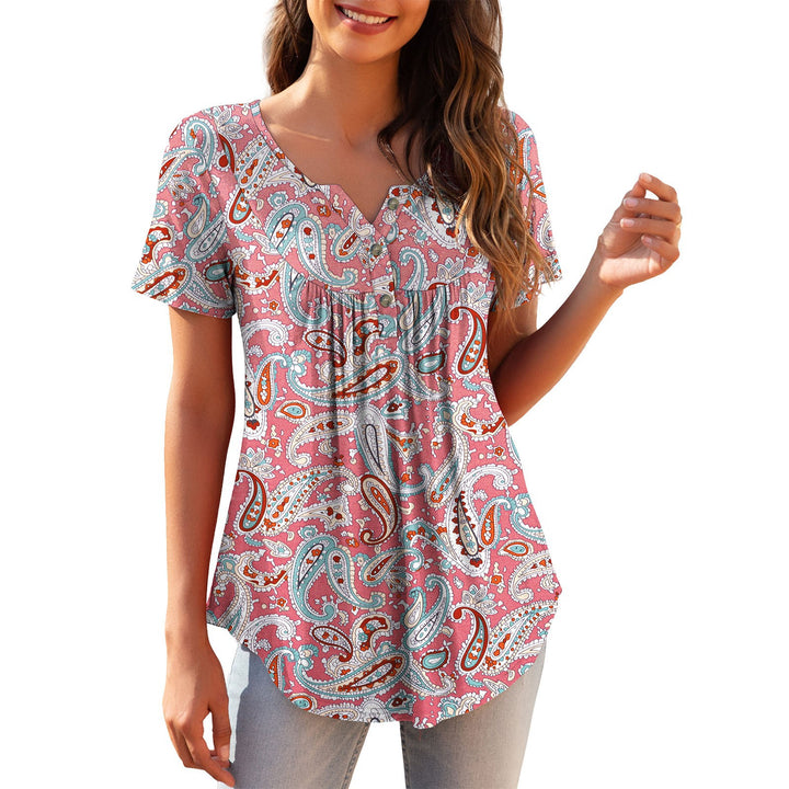 Loose All-match Button T-shirt Top-Womens 2024 March-Zishirts