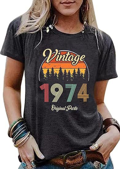 Vintage Women's Letter Vintage Print Party Top-Womens 2024 March-Zishirts