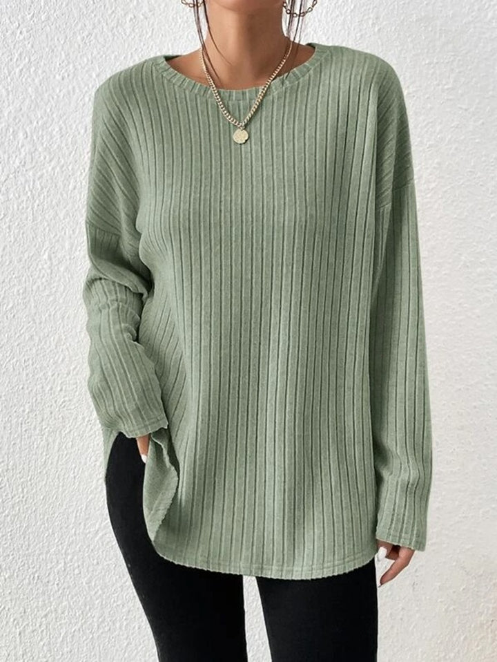 Casual Loose Solid Color Round Neck Sweater-Sweaters-Zishirts