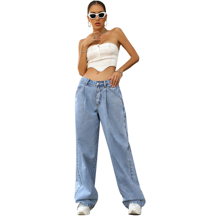 Women's Fashion Trendy High Waist Loose Denim Trousers-0-Zishirts