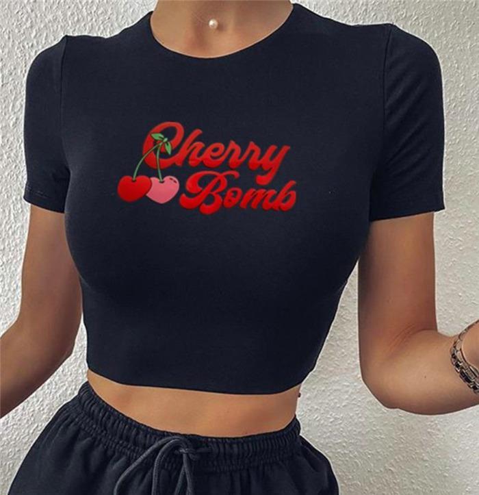 Women's Fashion Casual Printing Short-sleeved Top-Blouses & Shirts-Zishirts