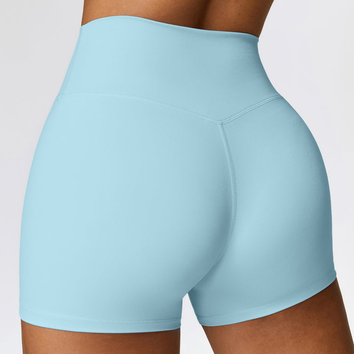 Brushed Tight Yoga Shorts Women's High Waist Belly Contracting Fitness Pants-Women's Outerwear 2023-Zishirts