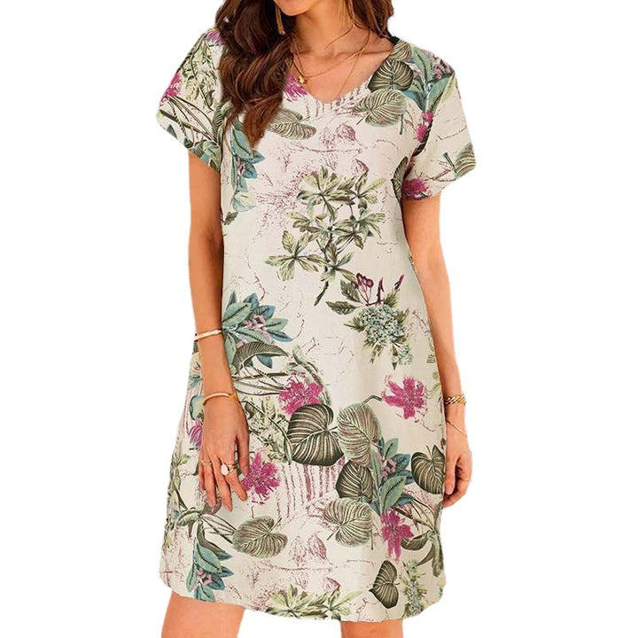 Retro Cotton And Linen Beach Dress Women-Women's Outerwear 2023-Zishirts