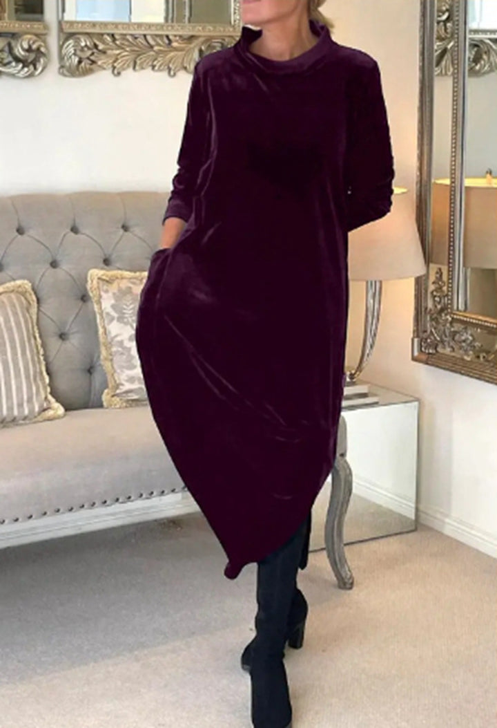 New Round Neck Long Sleeve Solid Color Dress Women-Women's Outerwear 2023-Zishirts