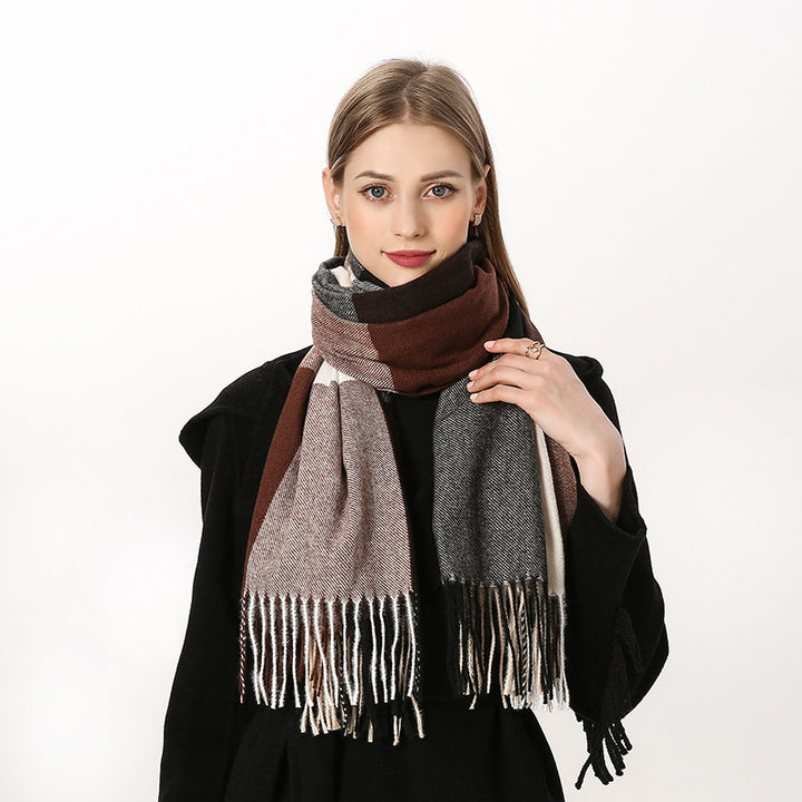 Women's Fashion Casual Cashmere Plaid Scarf-Scarves & Wraps-Zishirts