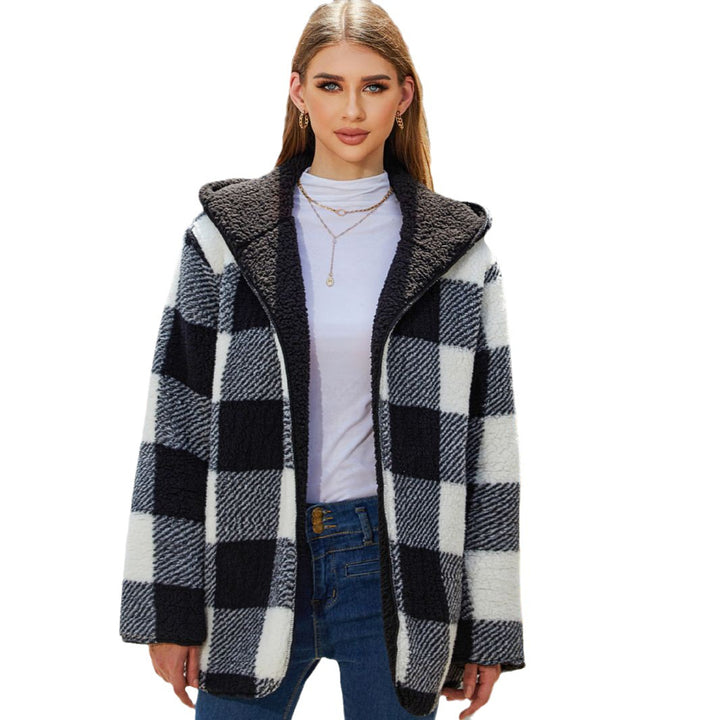 Women's Warm And Loose Plaid Coat-Jackets-Zishirts