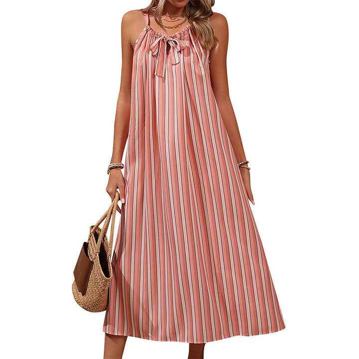 Women's Fashion Striped Loose Sling Dress-0-Zishirts