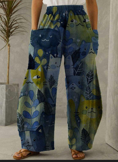 Printed 3D Trendy Irregular Wide-leg Pants-Women's Outerwear 2023-Zishirts