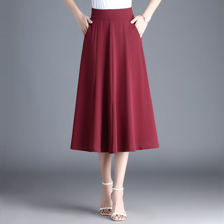 Mid-length Spring And Summer Thin Ice Silk Draping A- Line Small Umbrella Skirt For Women-Women's Outerwear 2023-Zishirts