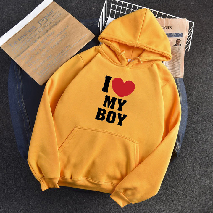 Love Letter Print Long Sleeve Hooded Hoodie-Women's Outerwear 2023-Zishirts