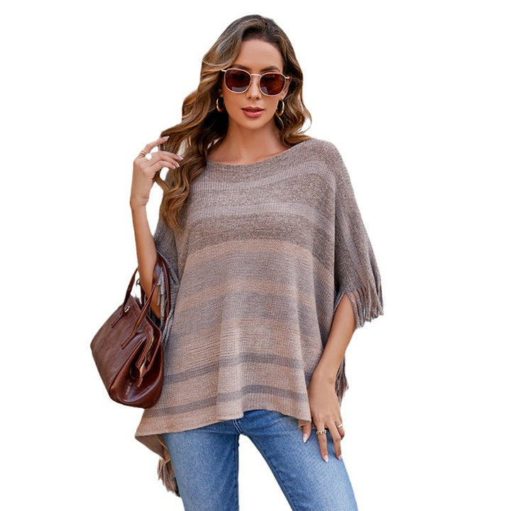 Europe And America Cross Border Off-neck Tassel Shawl For Women-Scarves & Wraps-Zishirts