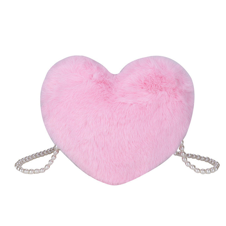 Women's Cute Fashion Furry Heart-shaped Chain Bag-Women's Bags-Zishirts