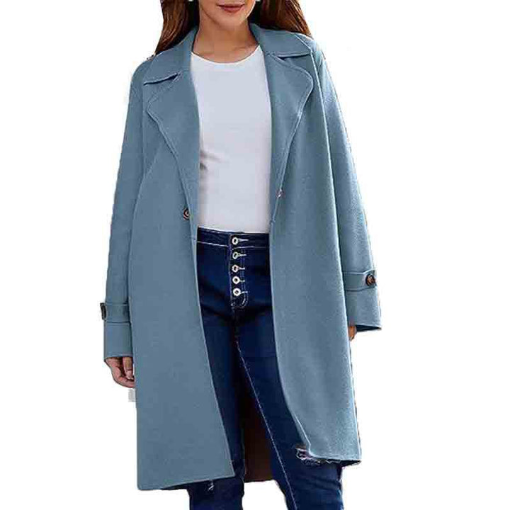 Long Sleeve Lapel Button Baggy Coat Women-Jackets-Zishirts