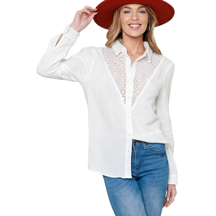 Thin Simple All-match Solid Color Long Sleeve Shirt-Blouses & Shirts-Zishirts