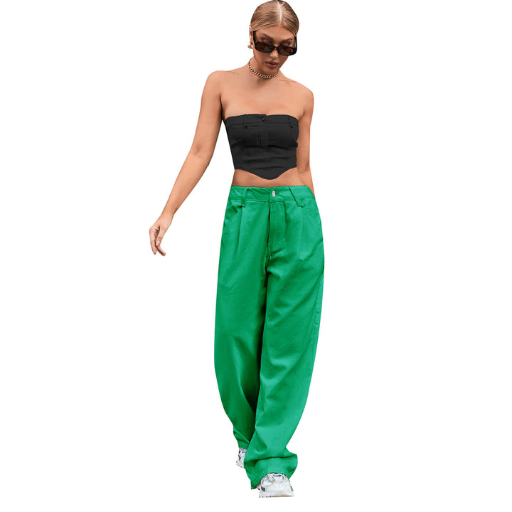 Women's Fashion Trendy High Waist Loose Denim Trousers-0-Zishirts