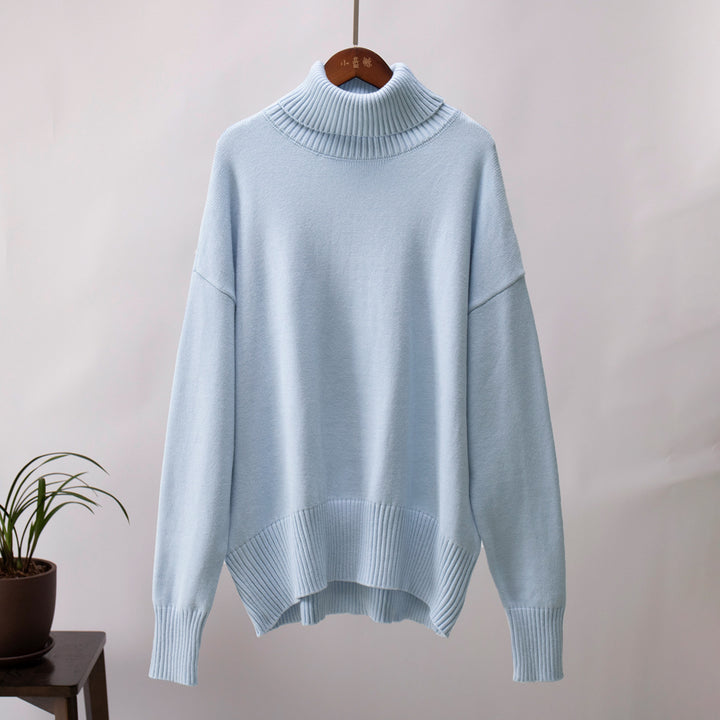 Women's Fashionable All-match Solid Color Turtleneck Sweater-Sweaters-Zishirts