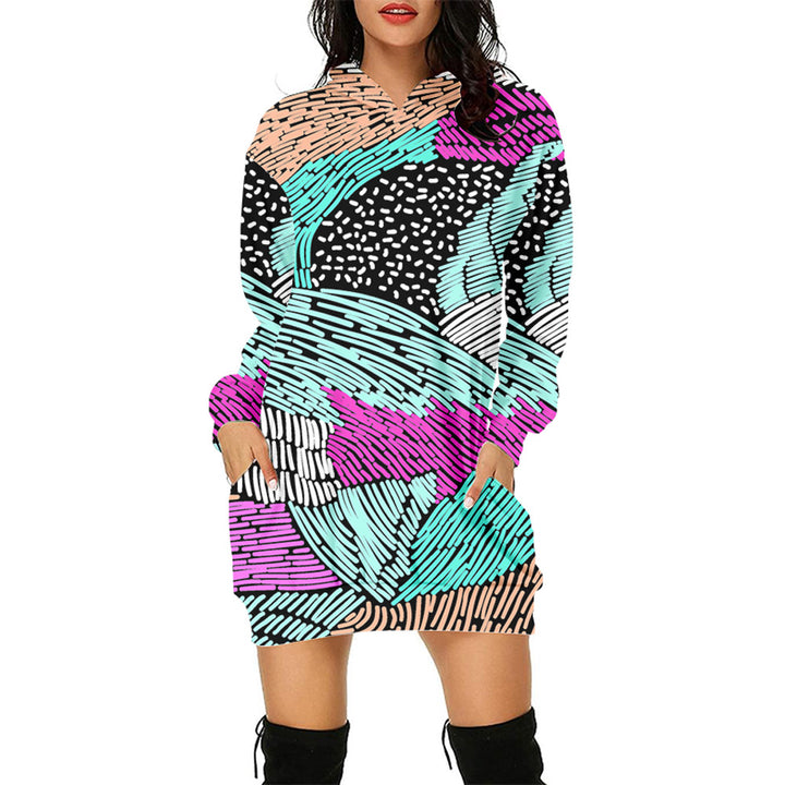 3d Sweater Dress Hooded Digital Printing-Lady Dresses-Zishirts