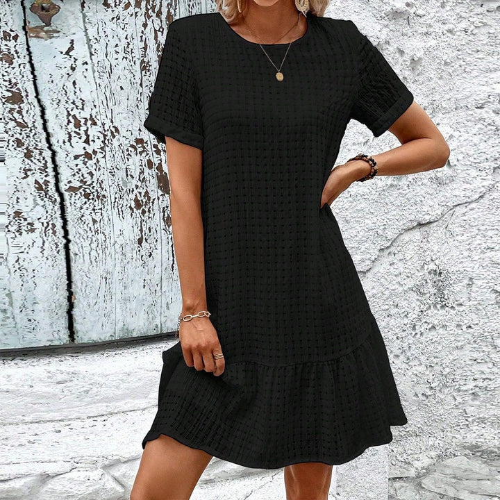 Sweet Solid Color Short Sleeve Dress-0-Zishirts