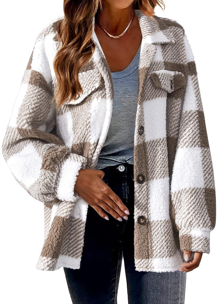 Women's Fashion Jacket Button Plush Coat-Women's Outerwear 2023-Zishirts