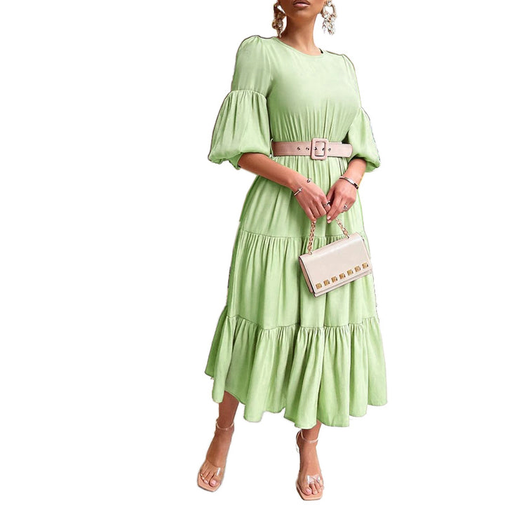 Women's Graceful Puff Sleeve Ruffled Dress-Lady Dresses-Zishirts