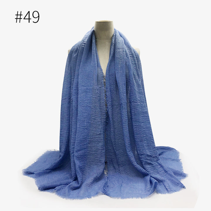 Monochrome Split Wrinkle Scarf Women's Toe Cap Shawl-Scarves & Wraps-Zishirts