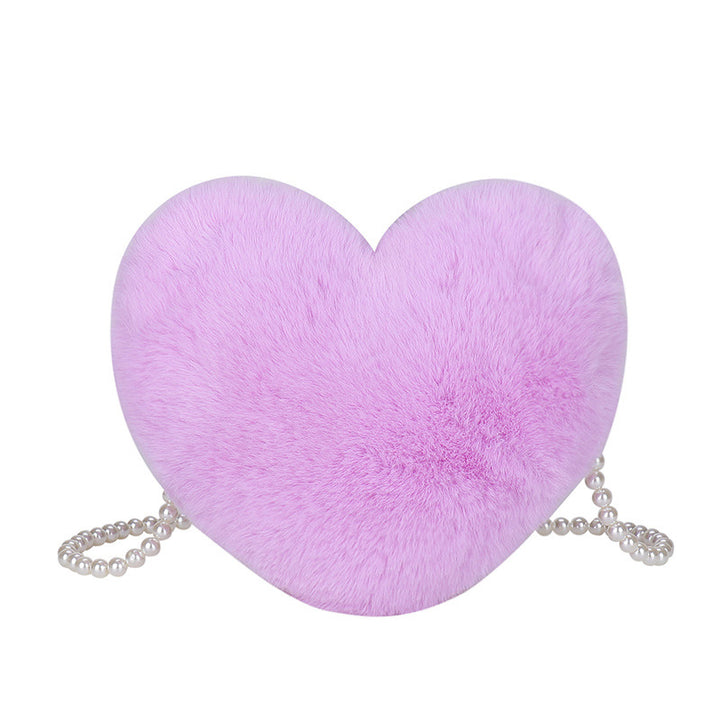 Women's Cute Fashion Furry Heart-shaped Chain Bag-Women's Bags-Zishirts