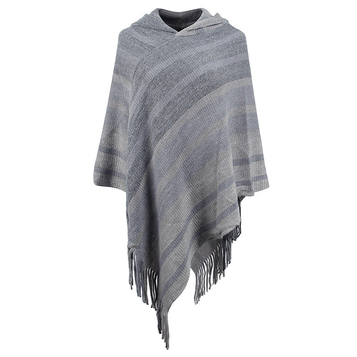 Knitted Tassel Shawl Cape Women-Scarves & Wraps-Zishirts