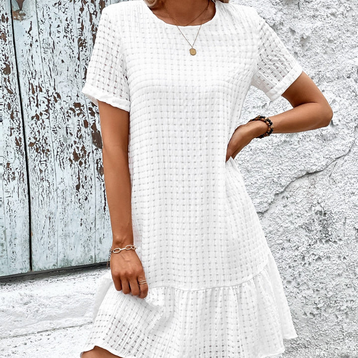 Sweet Solid Color Short Sleeve Dress-0-Zishirts