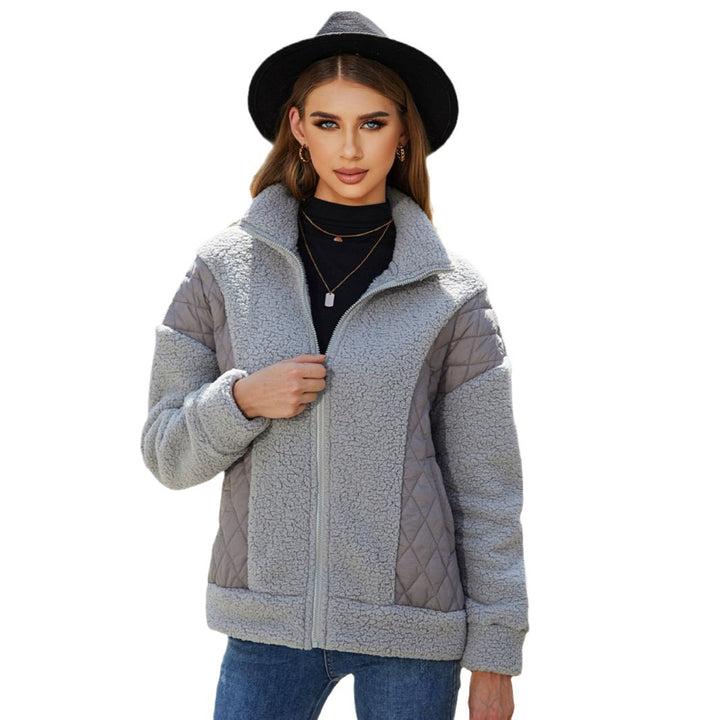 Cardigan Zipper Plush Stitching Women's Coat-Jackets-Zishirts