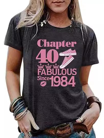 Vintage 1984 Women's Letter Print Party Top-Womens 2024 March-Zishirts