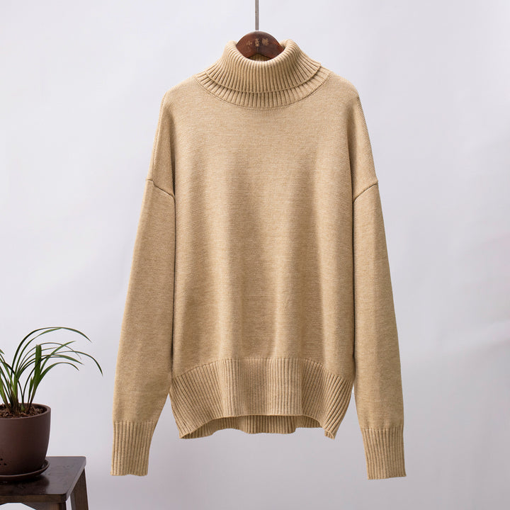 Women's Fashionable All-match Solid Color Turtleneck Sweater-Sweaters-Zishirts