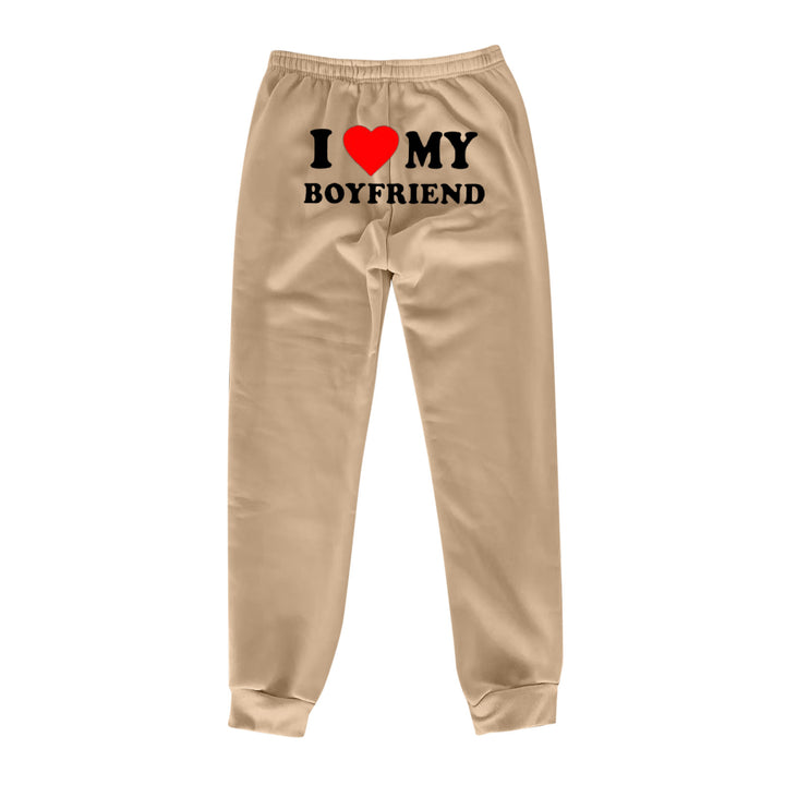 I Love MY BOYFRIEND Printed Trousers Casual Sweatpants Men And Women Sports Pants-Women's Outerwear 2023-Zishirts