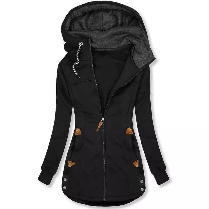 Hooded Sweater Women Drawstring Pocket Zipper Cardigan Outerwear-Womens 2024 March-Zishirts