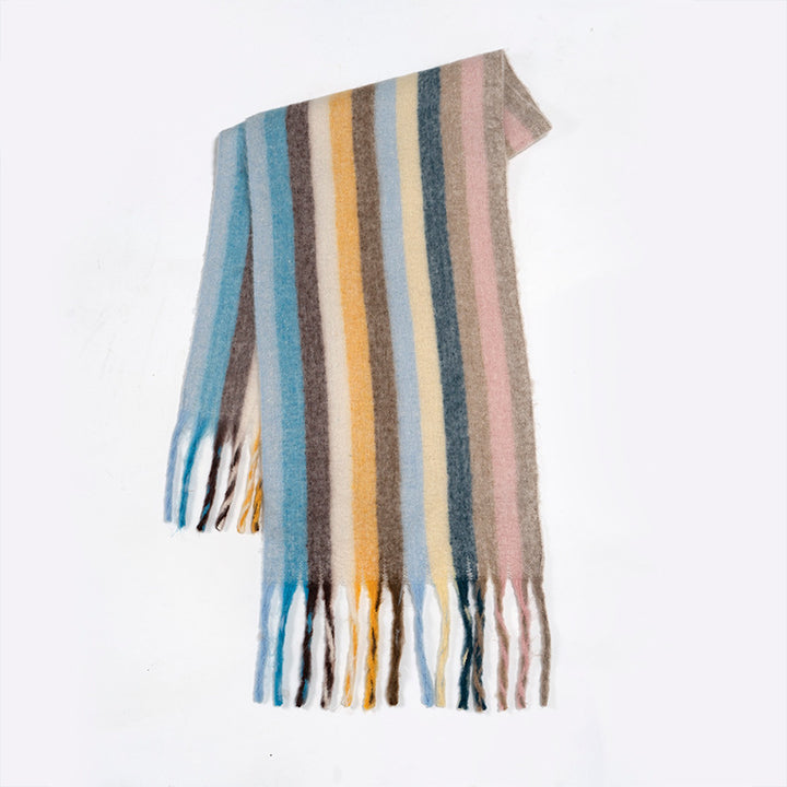 Rainbow Color-blocking Striped Scarf Winter Korean Style-Scarves & Wraps-Zishirts