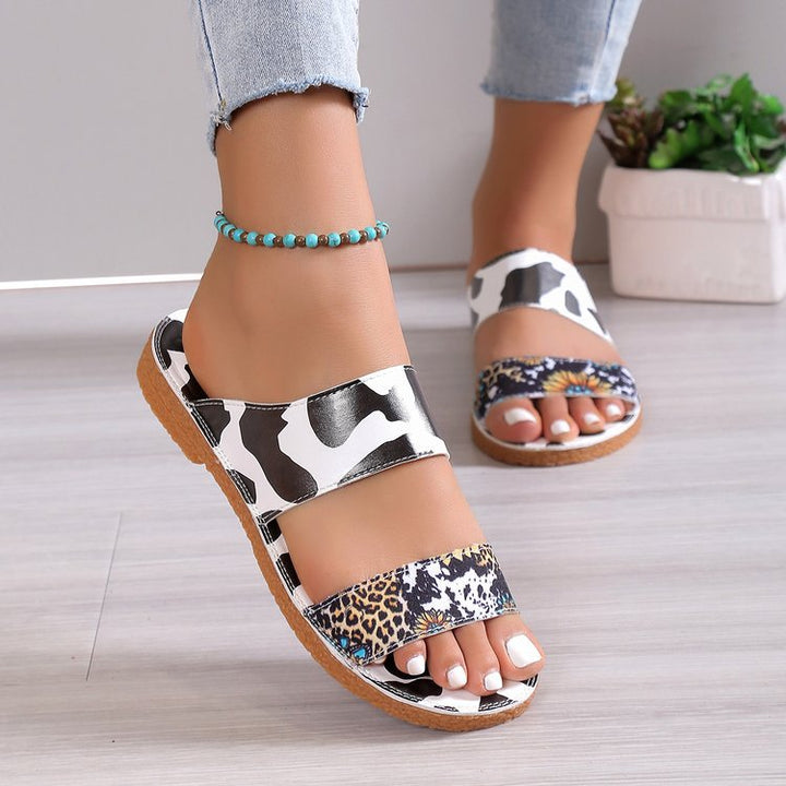 Women's Fashion Casual Flat Toe Ring Stitching Slippers-Womens Footwear-Zishirts