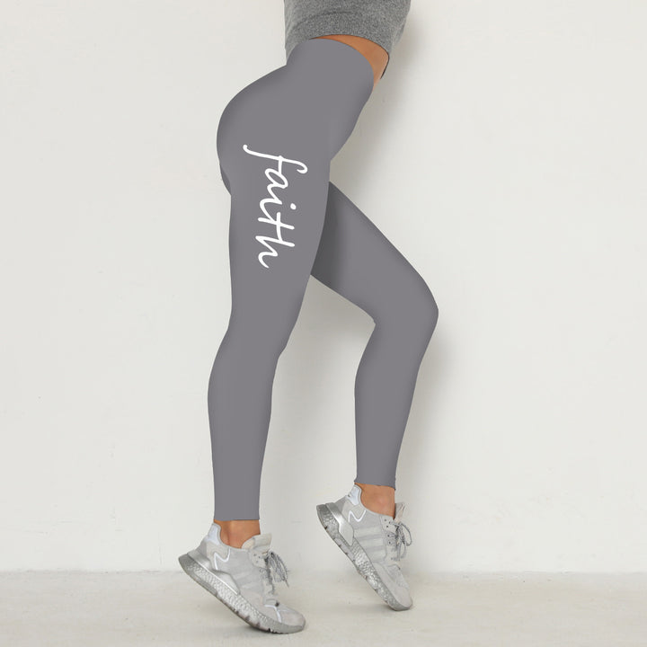 Waist Letter Printed Leggings Hip Lifting Stretch-Womens 2024 March-Zishirts