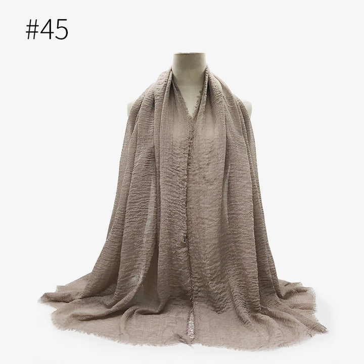 Monochrome Split Wrinkle Scarf Women's Toe Cap Shawl-Scarves & Wraps-Zishirts