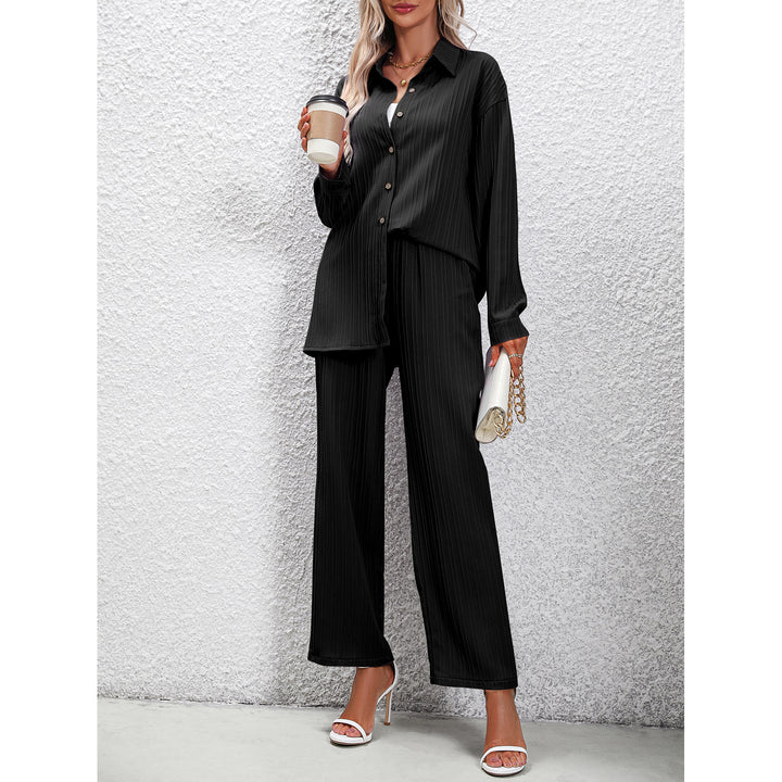 Women's Fashion Loose Shirt High Waist Pants Two-piece Set-Suits & Sets-Zishirts