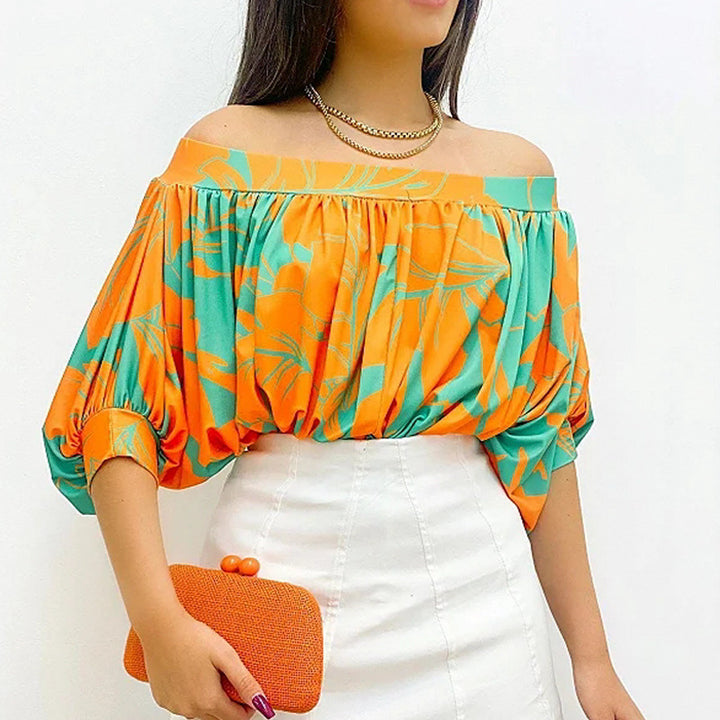 Women's Fashionable Pleated Loose Batwing Sleeve Short Sleeve Top-Blouses & Shirts-Zishirts