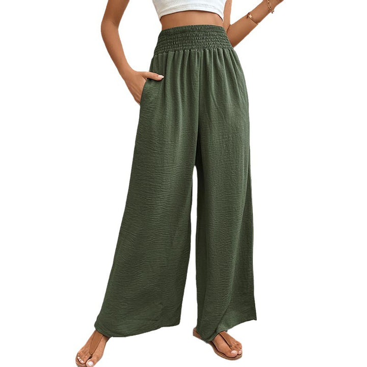 Foreign Trade Trousers Autumn New Casual Elastic Pocket Wide Leg Pants-Suits & Sets-Zishirts