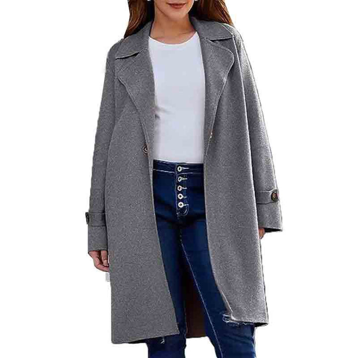 Long Sleeve Lapel Button Baggy Coat Women-Jackets-Zishirts