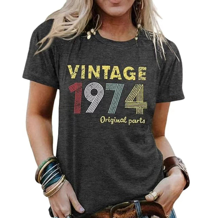 Vintage Women's Letter Vintage Print Party Top-Womens 2024 March-Zishirts