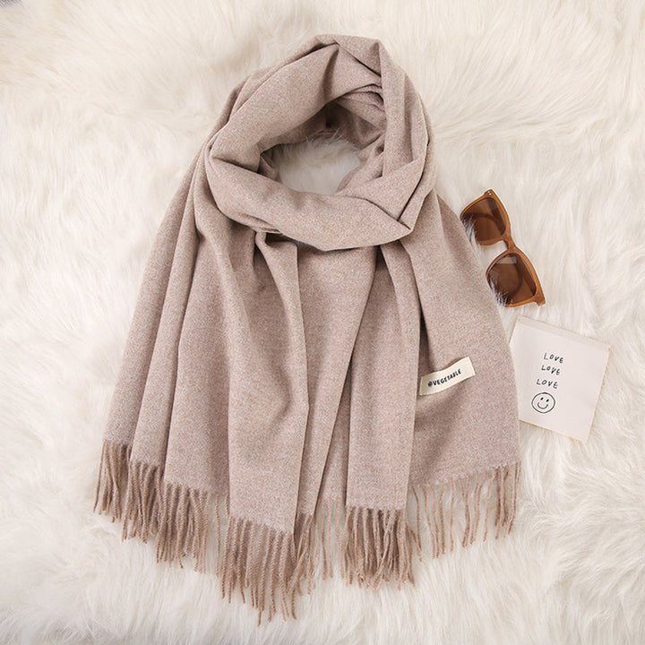 Women's Fashionable All-match Cashmere Tassel Double-sided Scarf-Scarves & Wraps-Zishirts