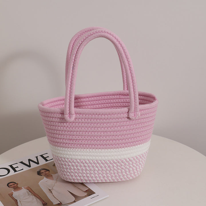 Women's Fashion Twist Hand-held Cotton Thread Woven Bag-Women's Bags-Zishirts