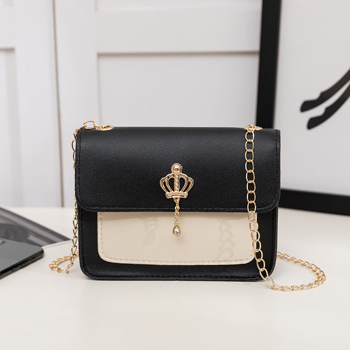 Women's Contrast Color Crown Ornaments Small Square Bag-Women's Bags-Zishirts